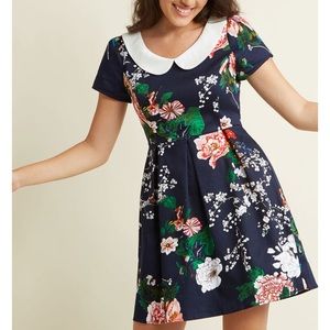 Modcloth dress navy floral Peter Pan NWOT new